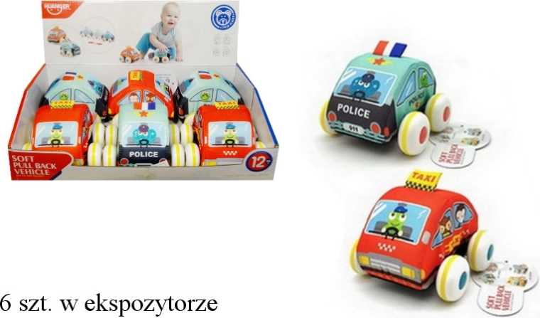 Weiches Stoffauto mit Pull-Back-Rückzieh-Antrieb - 1 Stück