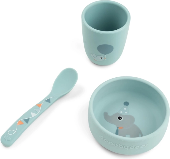 Done by Deer erstes Ess-Set stick&stay celebration blau