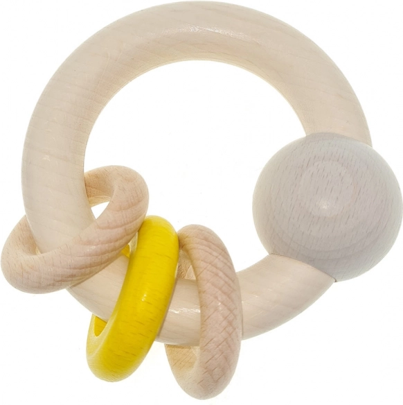 Hess Holzrassel mit Kugel und Ringen gelb
