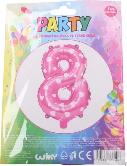Aufblasbarer Ballon Zahl 8 rosa mit Herzchen