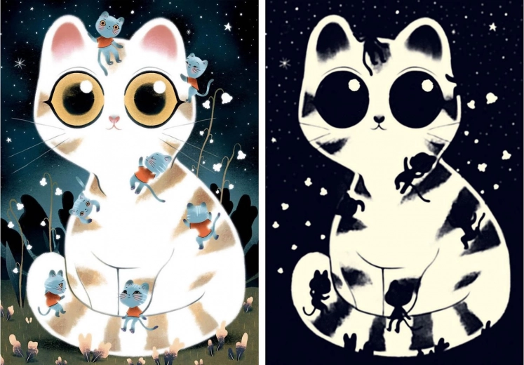 DJECO Leuchtpuzzle Kuschelige Katzen 50 Teile