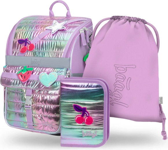 Schulset BAAGL Zippy Lavender – Schultasche, Federmäppchen und Beutel für den Sportunterricht