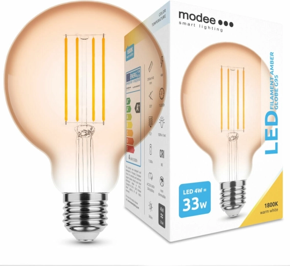 Modee LED-Filamentlampe Amber Globe G95 4 W E27 1800 K