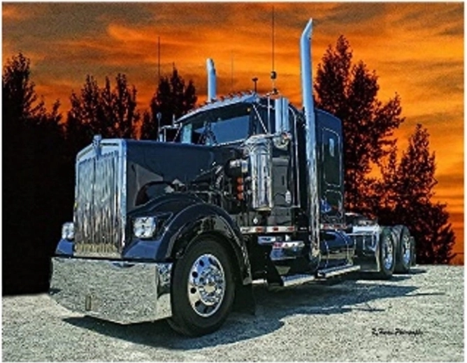 Diamantmalerei – Lastwagen bei Sonnenuntergang 30 × 40 cm