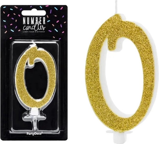 Geburtstags-Tortenkerze Zahl 0 gold 10 cm