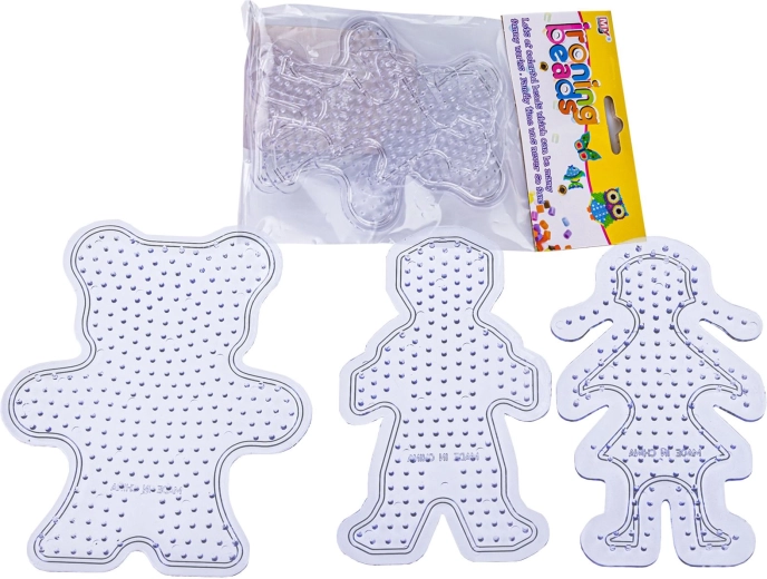 Schablonen/Steckplatten für Bügelperlen – 3 Muster (Bärchen und 2 Figuren)