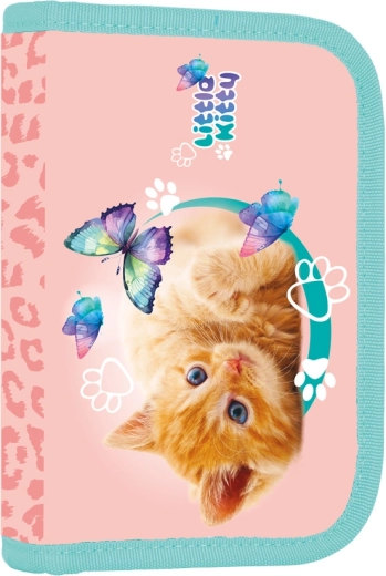 Schuletui mit 2 Klappen Katze, einlagig, leer