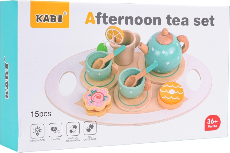 Hölzernes Teeservice mit Zubehör