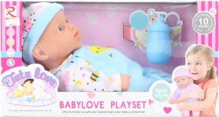 Babypuppe 30 cm mit Geräuschen und Zubehör