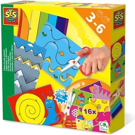 SES Creative Ich lerne schneiden – Set mit Sicherheitsschere und 16 Karten