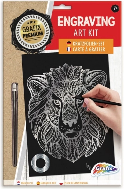 Silbernes Kratzbild Löwe GRAFIX