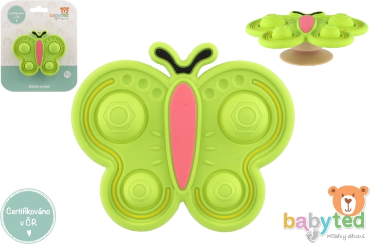 Sensorisches drehbares Spielzeug Schmetterling aus Silikon und Kunststoff 9 × 5,5 cm