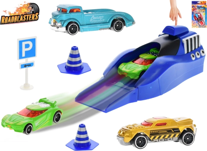 Roadblasters Set aus Abschuss-Autos mit Verkehrszeichen, 3 Stk.
