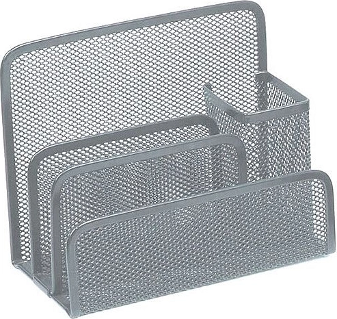 Metall-Schreibtischorganizer für Briefe und Schreibwaren, silberfarben