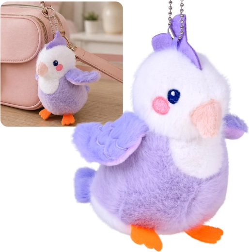 Plüsch-Vögelchen „Lila Lilka“ mit Quietscher, Anhänger 13 cm – 1 Stück