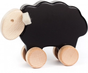 Holz-Ziehtier Schwarzes Schäfchen BAJO