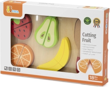 Viga hölzernes Schneiden von buntem Obst