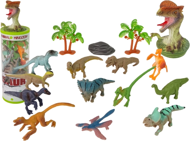 Set aus Dinosaurier-Figuren in Röhre – 12 Stk. mit Zubehör