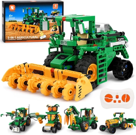 KY BLOCKS Technik-Bausatz 5 in 1 – ferngesteuerte landwirtschaftliche Maschinen (331 Teile)