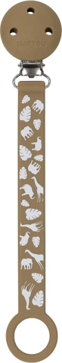 Nattou Silikon-Schnullerclip mit Print Mocha
