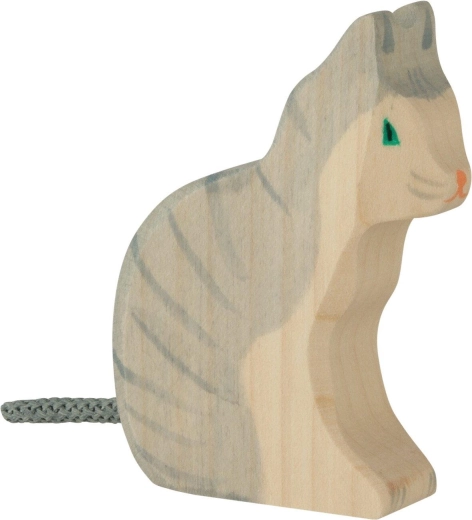 Holztiger sitzende Katze - 1 Stück