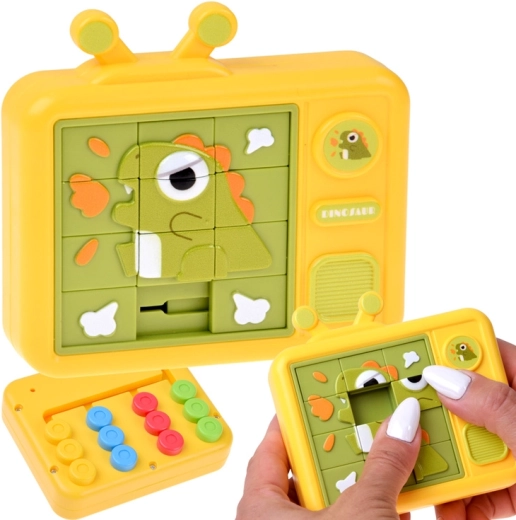 Doppelseitiges sensorisches Legespiel Dinosaurier – Schiebepuzzle und farbiges Labyrinth – 1 Stück
