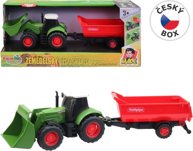 Farm Collection Traktor mit Anhänger mit Schwungradantrieb sowie Licht und Sound 30 cm (1:32)