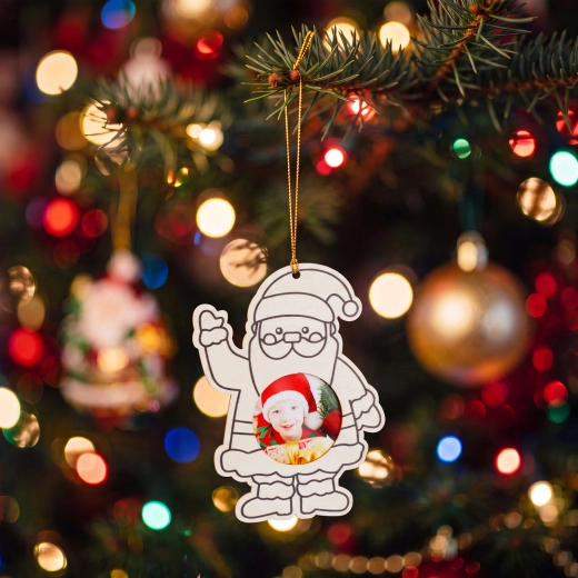 Weihnachtlicher bemalbarer Holz-Bilderrahmen mit Nikolausmotiv zum Aufhängen