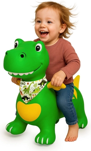 Grüner HoppyDoo-Hüpfdinosaurier mit Flügeln und Pumpe