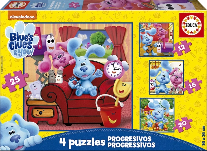 Puzzle BLUE'S CLUES 4in1 für Kinder (12, 16, 20 und 25 Teile)