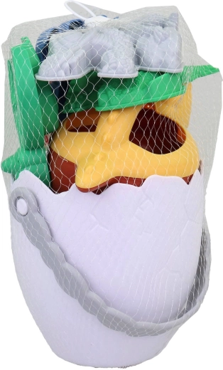 Dinosaurier-Sandset mit Eimer in Ei-Form und Werkzeugen - 1 Set
