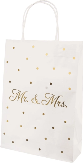 Geschenktasche Mr./Mrs. weiß 26 × 10 × 32 cm