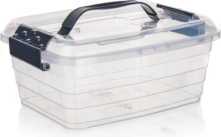 Aufbewahrungsbox VILARD 5 l mit Deckel, Clips und Griff – transparent