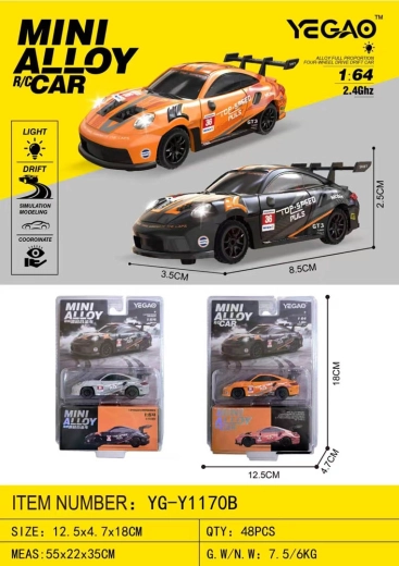 Ferngesteuertes Mini-Driftauto 1:64 Top Speed, orange – 1 Stück