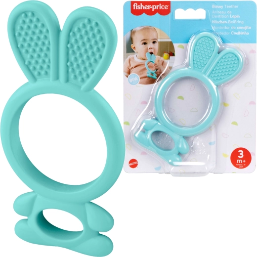Fisher-Price weiches Beißspielzeug für Babys – blauer Hase