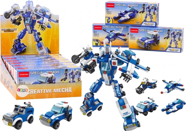 Polizeiautos Motorboot Flugzeug Polizei Bausteine MIX