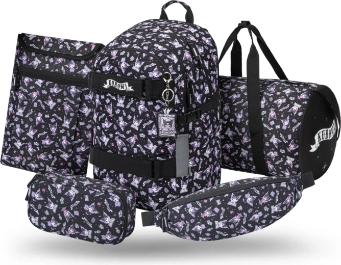 Set 5-teilig Baagl Skate Kuromi black – Rucksack, Federmäppchen, Sporttasche, Bauchtasche und Notebookhülle
