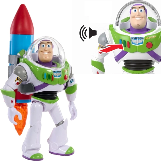 Mattel Disney Toy Story interaktive Figur Buzz Lightyear mit Rakete 27 cm (englische Version) - 1 Stück