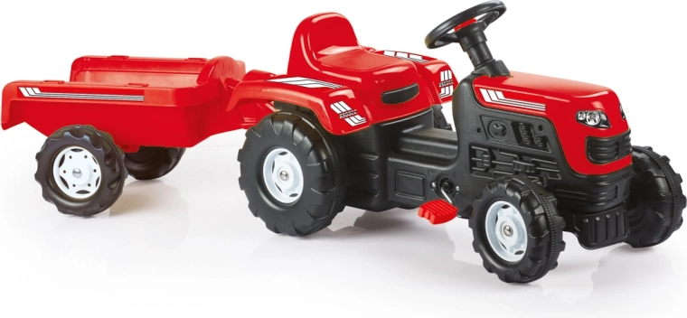 Kinder-Trettraktor mit Anhänger – rot