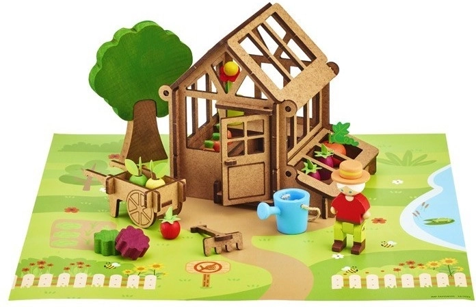 Jeujura Holzbausatz Garten-Gewächshaus (40 Teile)