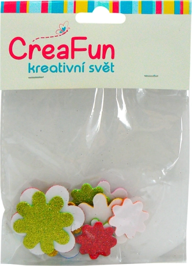 EVA-Schaumblumen mit Glitzer, 15 Stk.