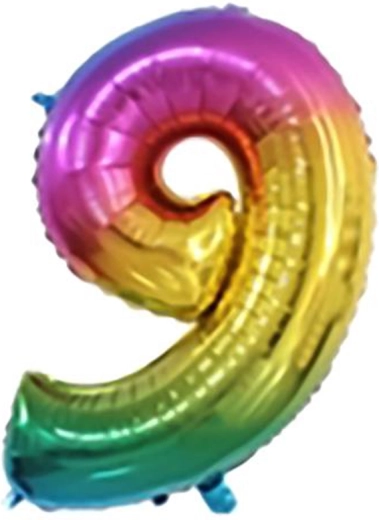 Folienballon Zahl 9 regenbogenfarben 30 cm TORO