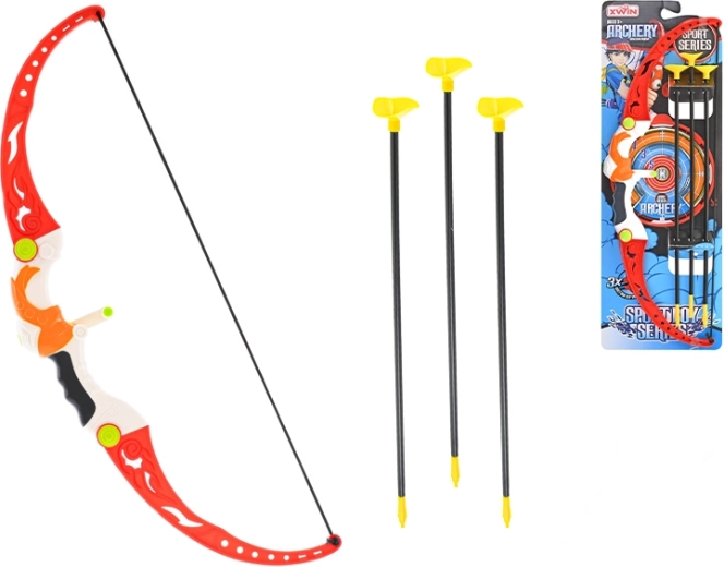 Kinderbogen 56 cm mit Pfeilen und Zielscheibe mit Saugnäpfen