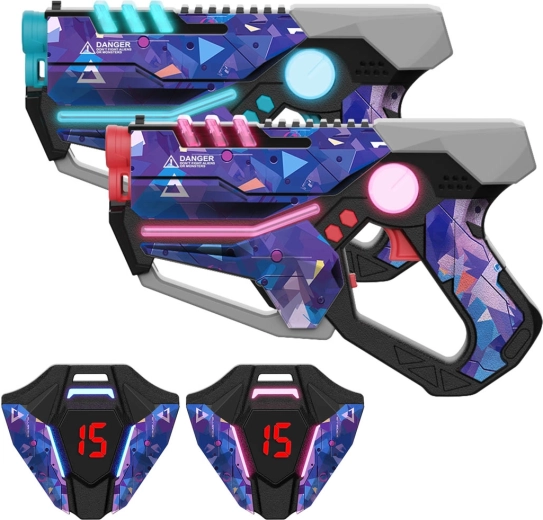 Lasertag-Pistolen mit Westen und Zielscheiben – blaues Set