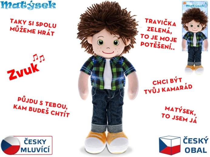 Interaktive Puppe Matýsek – spricht Tschechisch, Plüsch, 37 cm