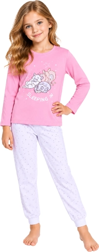Mädchen-Baumwollpyjama Disney Bambi in Rosa-Weiß