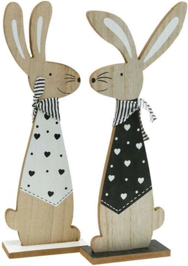 Holzdekoration Hase Glamour 11 × 33 cm