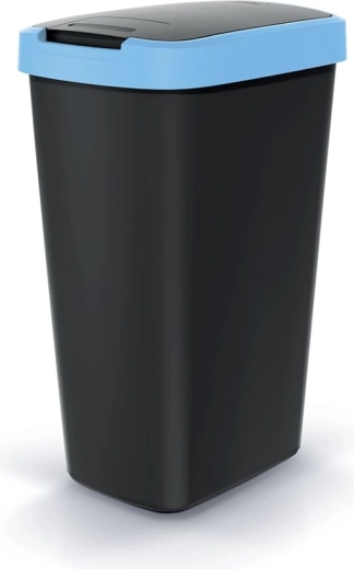 Abfalleimer Compacta Q Flap 45 l schwarz mit hellblauem Deckel