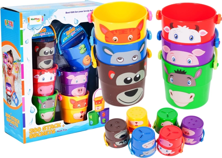 Set aus Bechern und Eimern fürs Bad, 6-tlg.