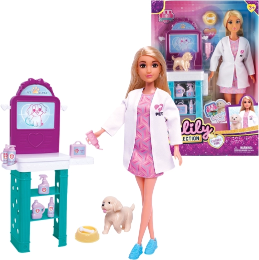 Tierärztin-Puppe mit Welpe und Zubehör